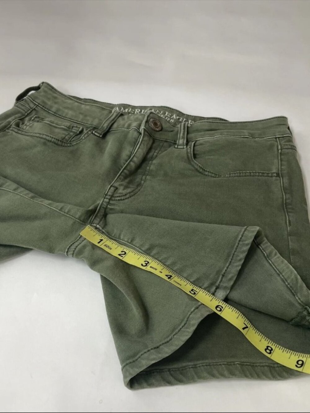 American Eagle Womens Jean Midi Short Shorts Size 6 Solid Green Stretch #0296 - Picture 6 of 6